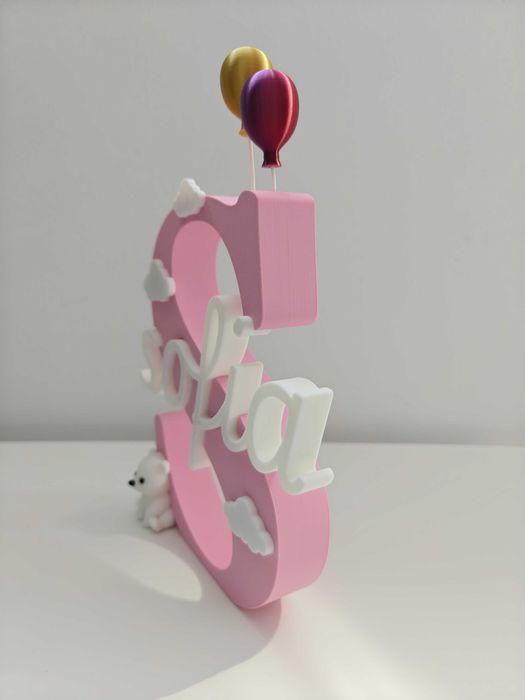 Letra Inicial Personalizada com Nome – Decoração Infantil 3D