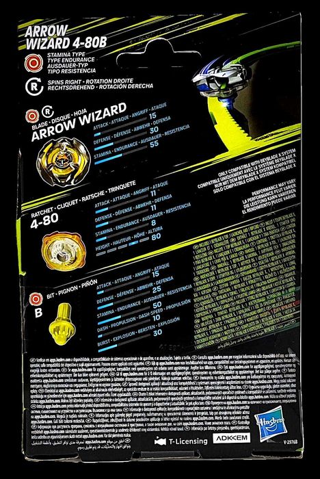 Żółty bączek Beyblade X -Arrow Wizard 4-80B.