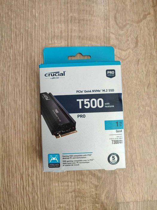 SSD Crucial T500 PRO Series 1TB M.2 PCIe Gen4. Fabrycznie nowy dysk.