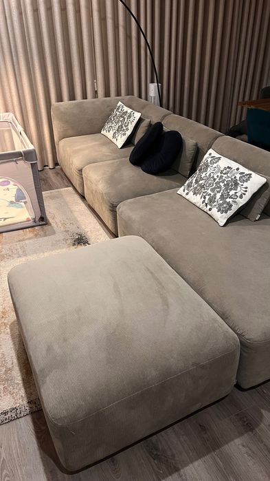 Sofá modular de canto em 3 peças/chaise longue e puff