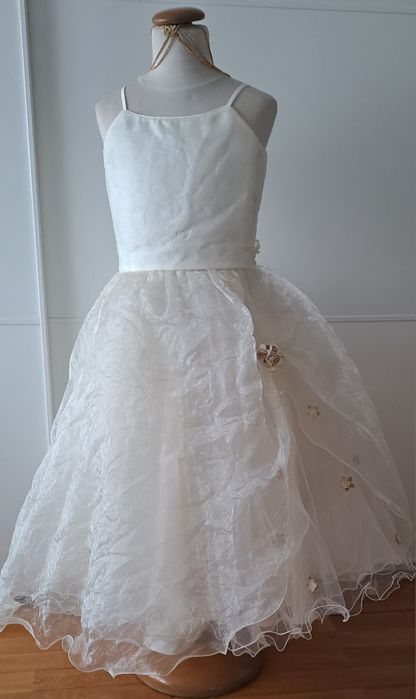 Vestido Cerimónia 6/7 Anos Organza beje
