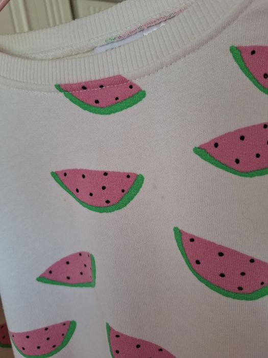 Bluza Zara 110 biała różowa arbuzy