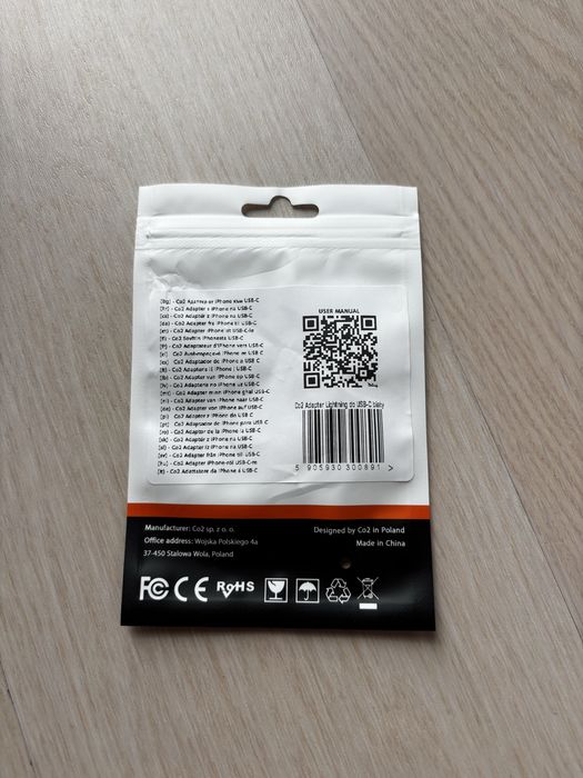 Przejściówka Lighting->usb c
