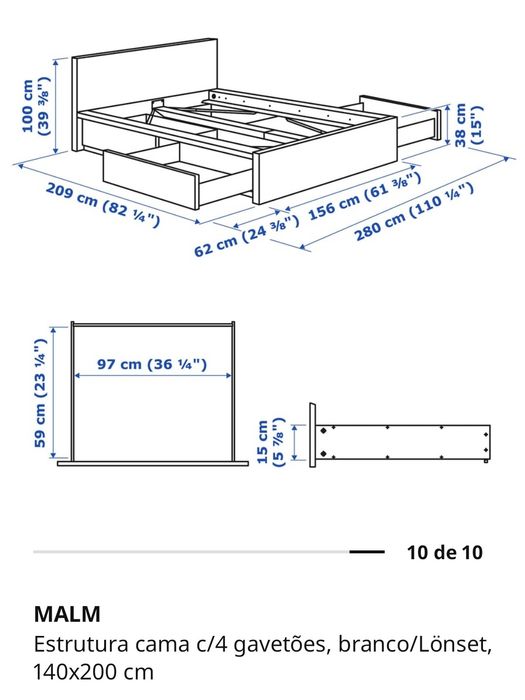 Cama de casal com 4 gavetões