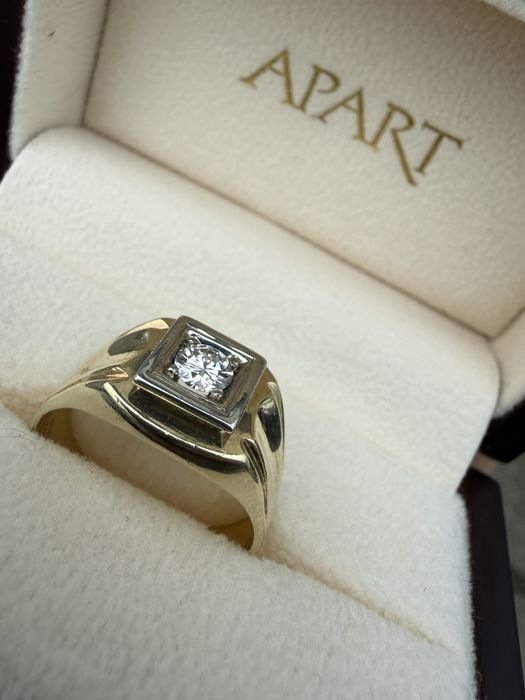 Sygnet 7,5g 585 diament brylant stan bdb 0,4ct