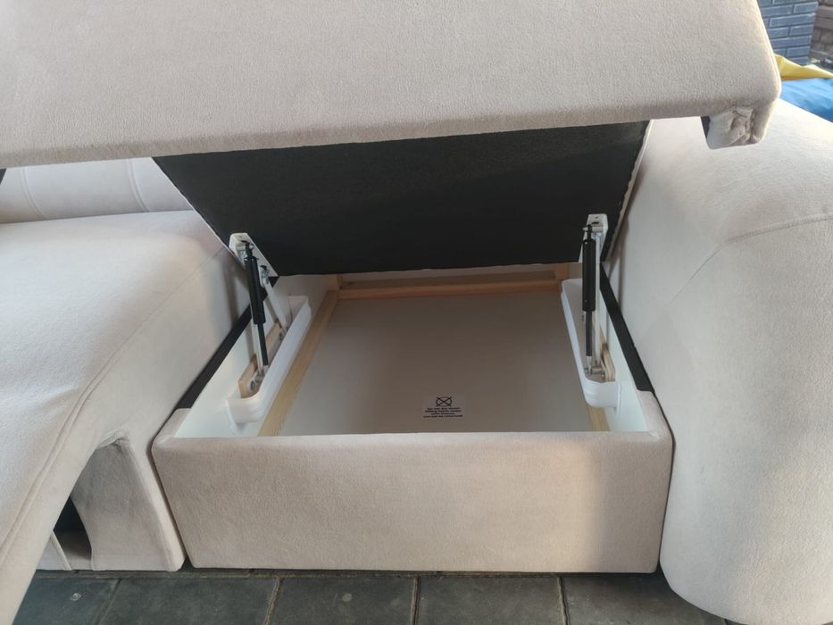 Sofa z funkcją relaksu – elektrycznie wysuwane siedzisko | USB | Pojemnik | NOWA