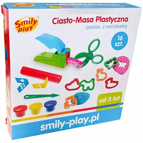 SMILY PLAY CIASTO MASA plastyczna ZESTAW Z WYCISKARKĄ dla dzieci +3 lata