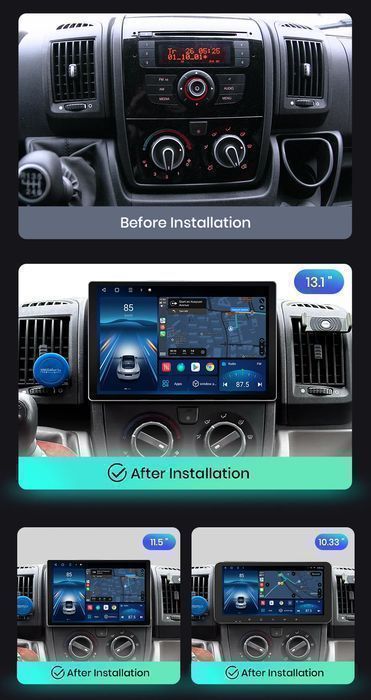 Fiat Ducato 2007-2015 – Radio Android 15 10.33" CarPlay Android Auto GPS Nawigacja Stacja Multimedialna WiFi Bluetooth DSP PL 2GB/32GB