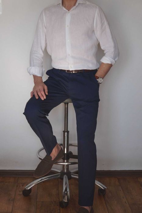 Letnia koszula Massimo Dutti 100% Len Biała Letnie Stylizacje Stan Idealny