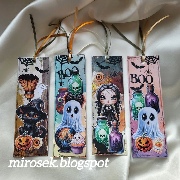 Zakładka do książki Halloween duch kot Wenesday