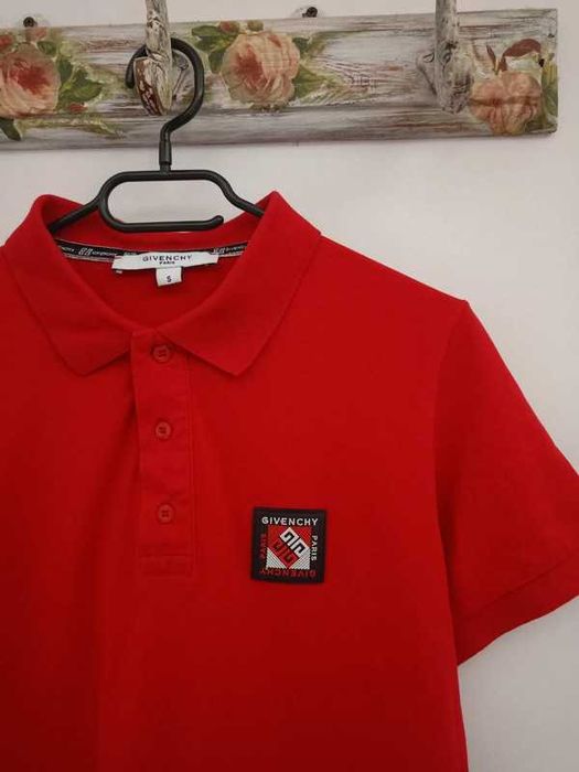 Męskie czerwone polo letnie bluzka T-shirt na lato