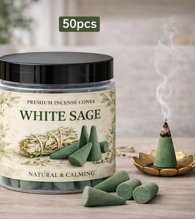 Kadzidełka Stożkowe Biała Szałwia Oczyszczanie 50 sztuk