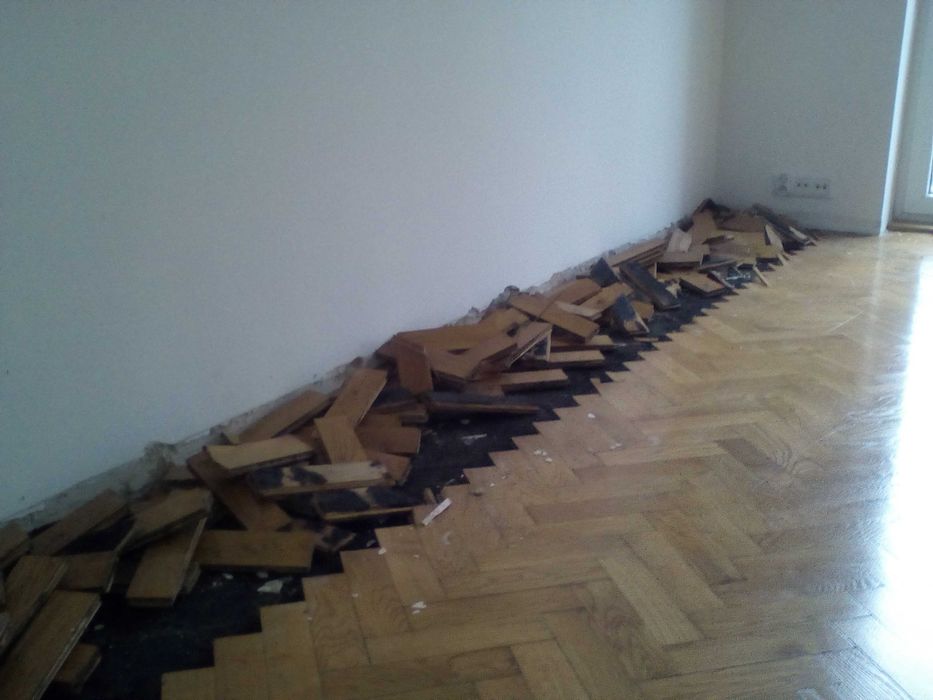 Usuwanie parkietu, subitu, lepiku, kleju