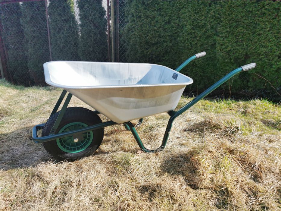 Lekka Taczka 100L Ogrodowa Budowlana Misa z Ocynku Pneumatyczne Koło