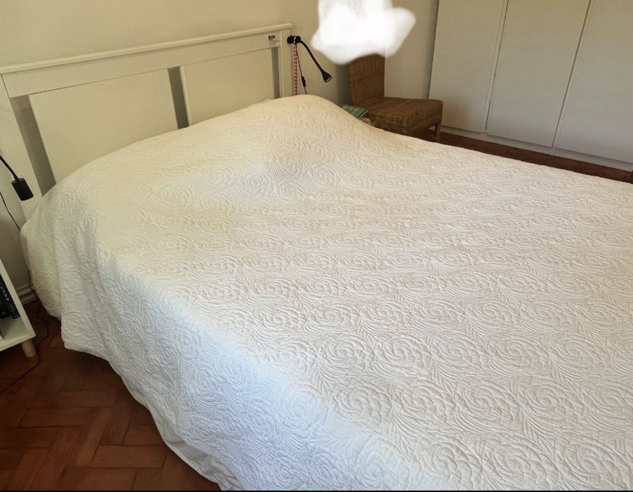 Cama casal SONGESAND Estrutura cama, branco, 160x200 cm