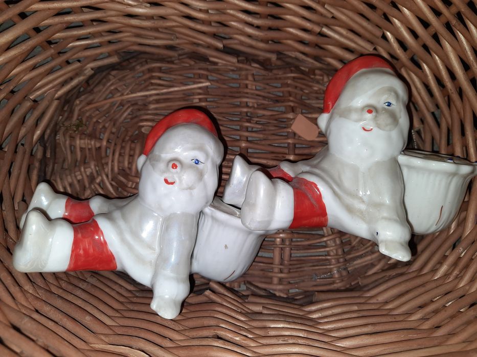 Porcelanowe świeczniki figurka Mikołaj radziecka