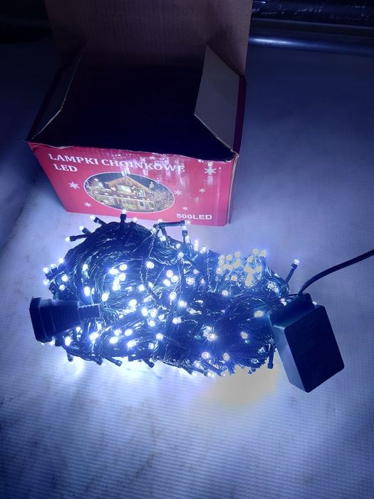 Lampki choinkowe 500 LED 32 metry zimny biały NA ZEWNĄTRZ IP44 Nowe