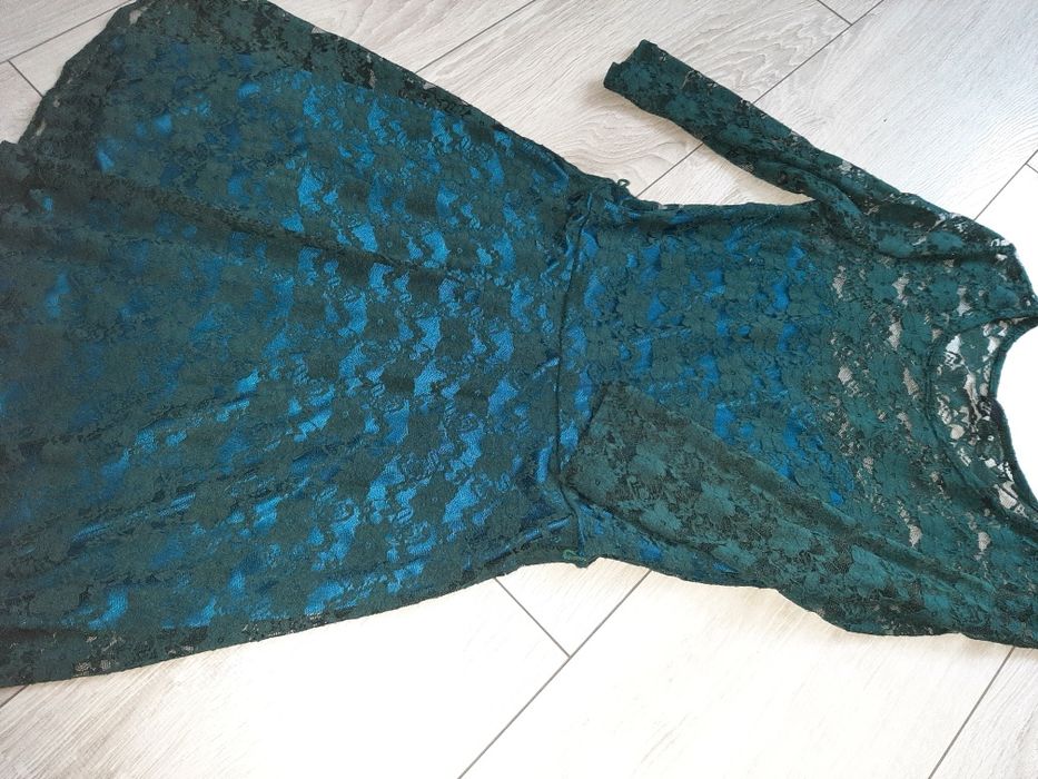Koronkowa sukienka turkus mini