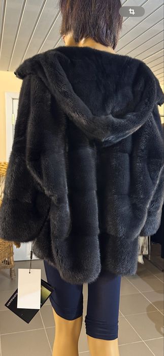 Рр 52-54. Норковая бомбер кимоно. ‘ морская волна’ Colini.