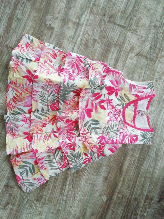 Sukienka falbany BOHO 12-18 mcy