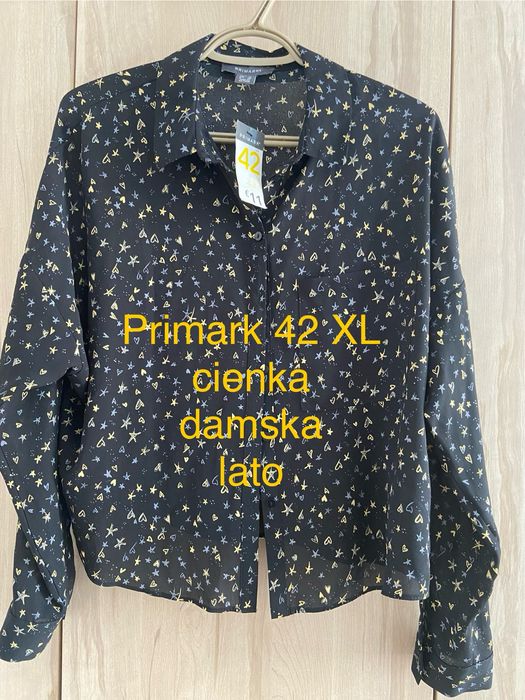 Primark 42 damska bluzka długi rękaw granatowa wzorek nowa z metką