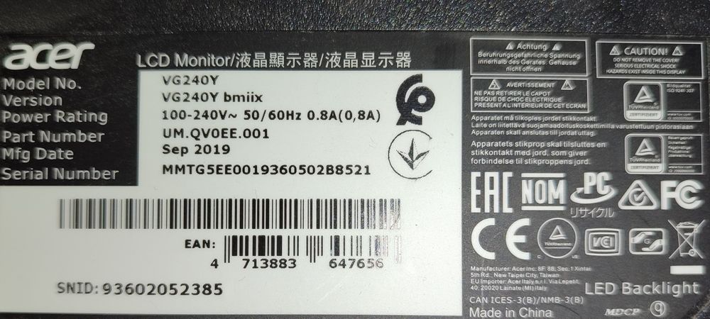 FullHD Монітор 23.8" Acer Nitro 75 Гц