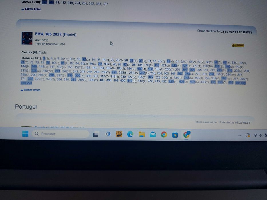 Caderneta Fif365 e cromos23