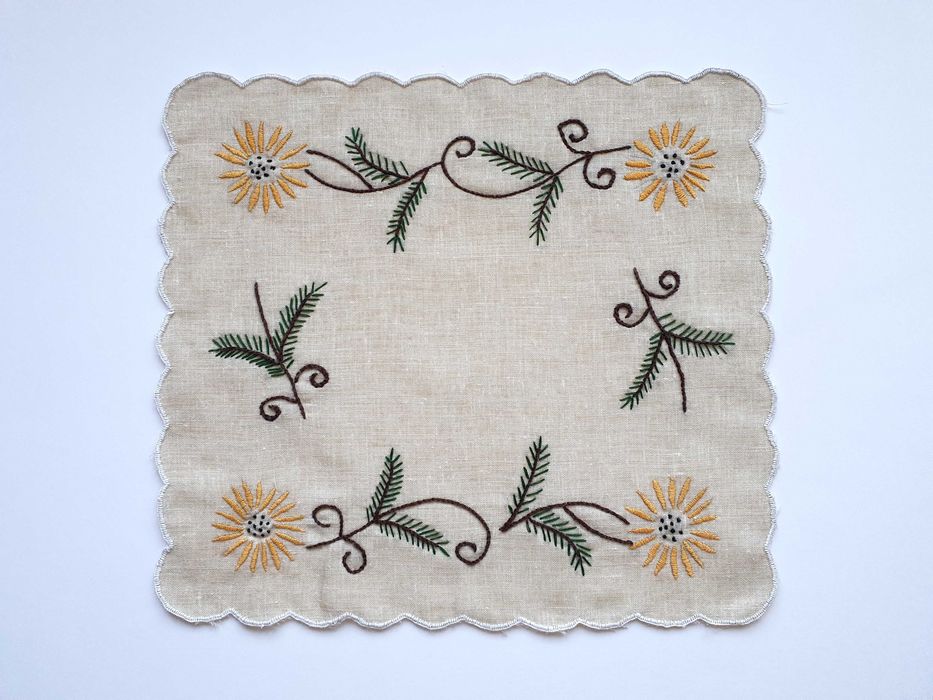 3 Serwetki haftowane Vintage PRL