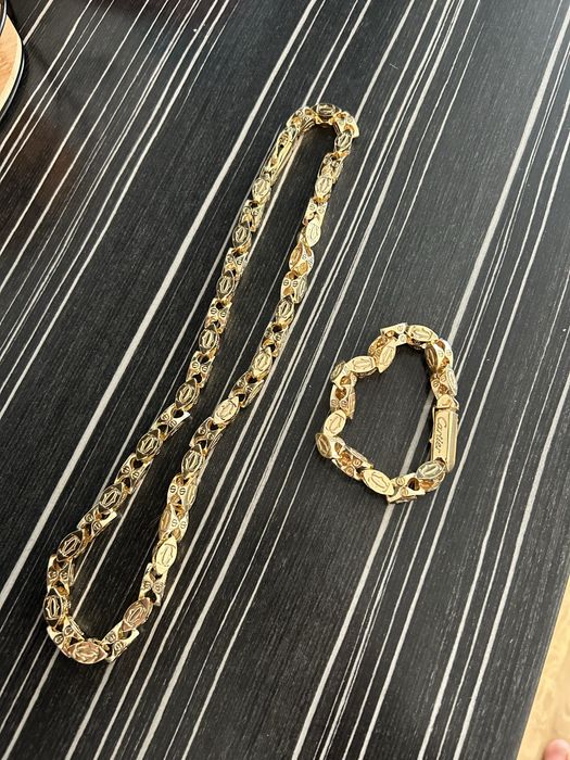 Pozłacany komplet cartier 14 k zloto wykonany ze srebra proby 925 .