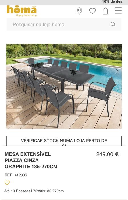 Mesa de jantar e cadeiras de exterior