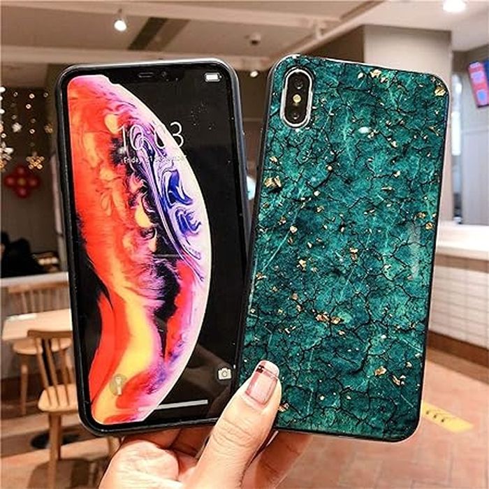 Etui z do iPhone 12 i 12 Pro Silikon TPU Zielony Marmur