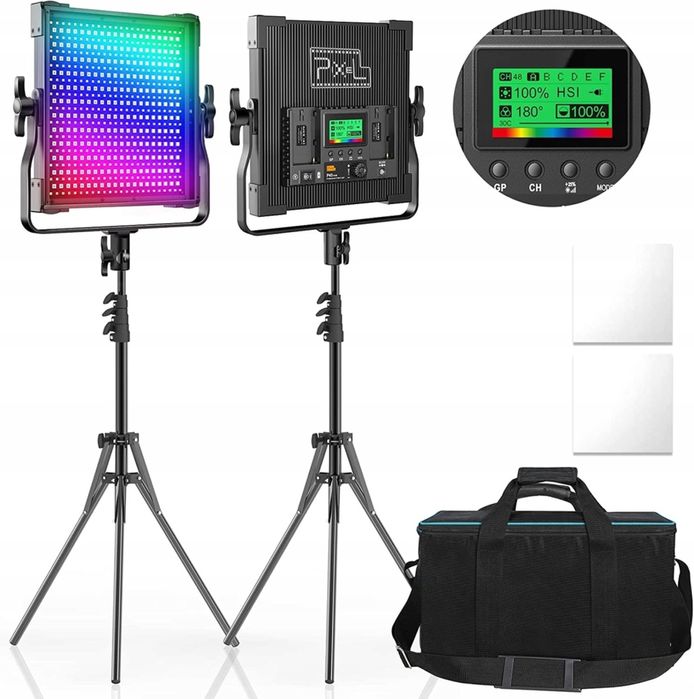 PIXEL P45 oświetlenie WIDEO LED RGB studyjne 50W, zestaw, pilot