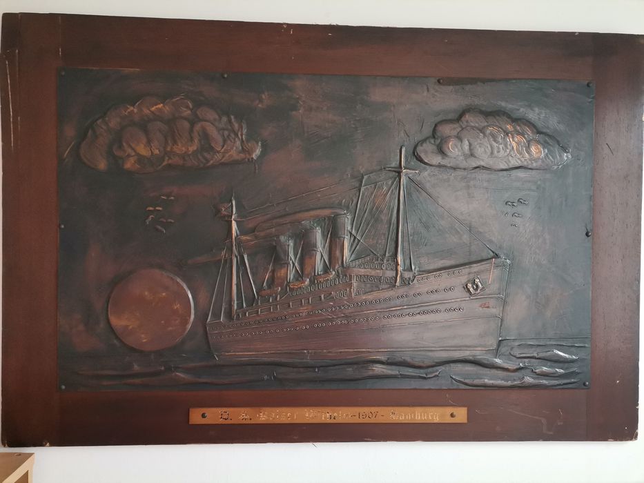 Relief miedziany - obraz "D. A. Kaiser Wilhelm 1907 Hamburg"