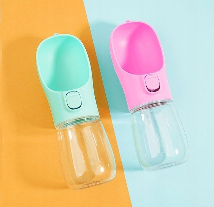 butelka miska turystyczna bidon na wodę poidło dla psa kota róż