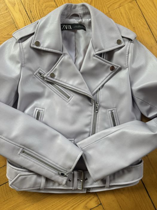 Kurtka ramoneska ZARA eco-skóra liliowa rozmiar M