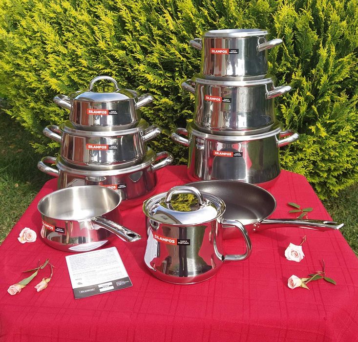 QUALIDADE SILAMPOS - Trem Inox Linha Bojuda - 9 pçs- INDUÇÃO