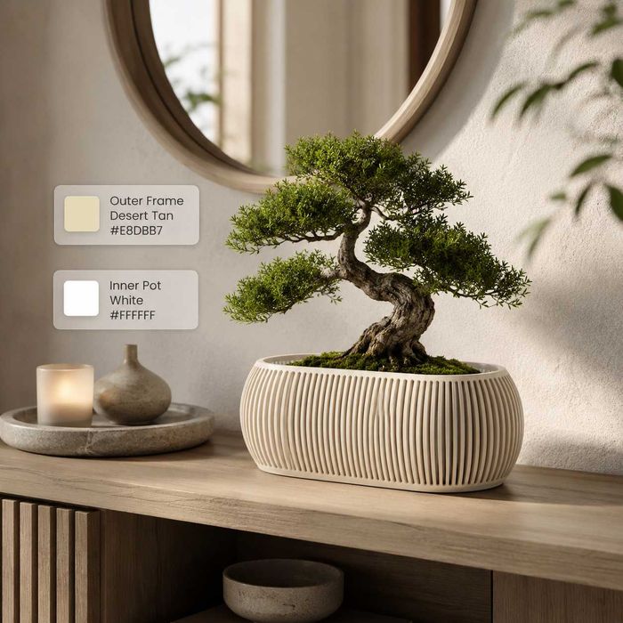 Vaso Ribora para Bonsai | Floreira Decorativa Moderna com Interior Removível | Vaso para Bonsai | Presente para Casa
