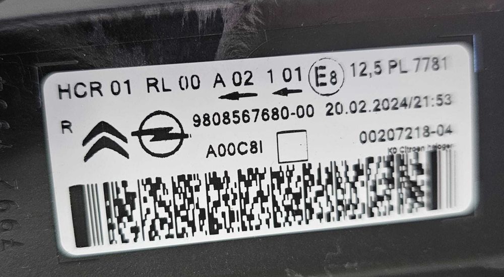 Ótica direita Citroen Jumpy III | 127795