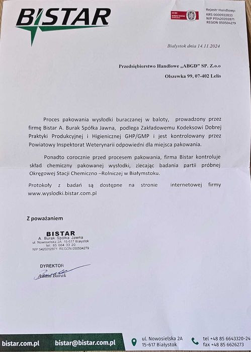Wysłodki buraczane w belach z gwarancją Producenta.