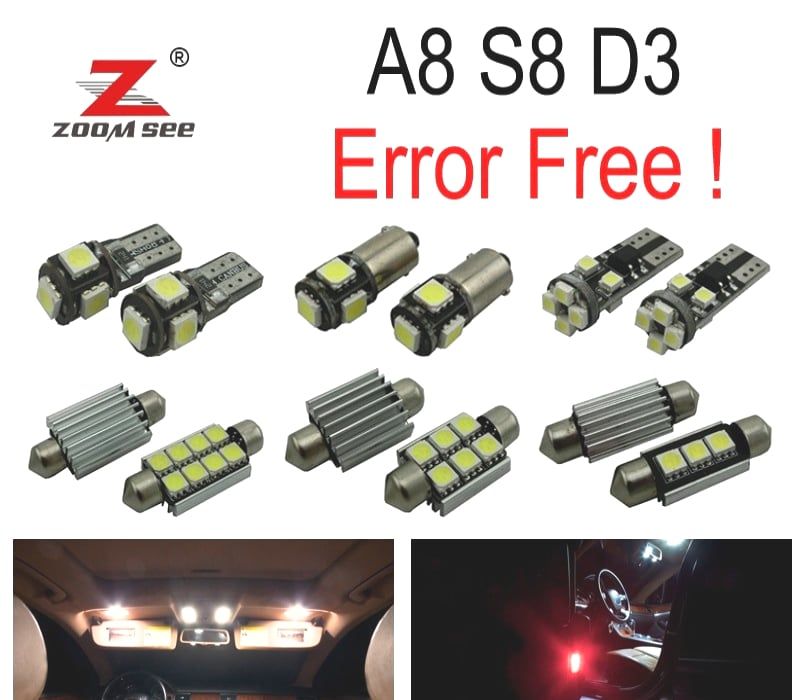 KIT COMPLETO DE 23 LÂMPADAS LED INTERIOR AUDI A8 S8 D3 QUATTRO 2003 -2009