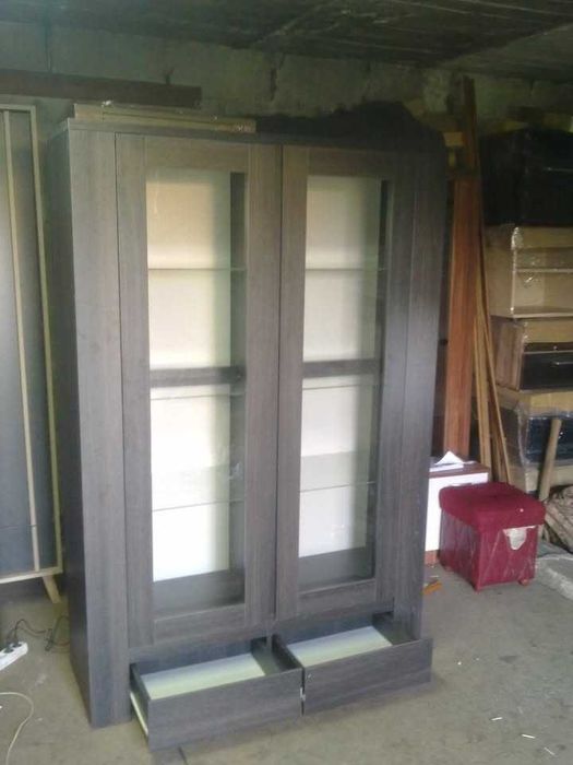 Witryna z oświetleniem 120x181x42 (dąb grafit) Nowa