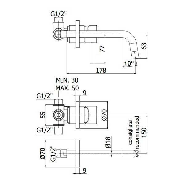 Змішувач для умивальника прихованого монтажу Paffoni Light Bianco Opaco (LIG006BO70)
