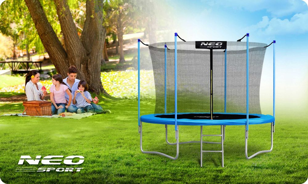 Trampolina Ogrodowa dla dzieci 252cm do ogrodu drabinka
