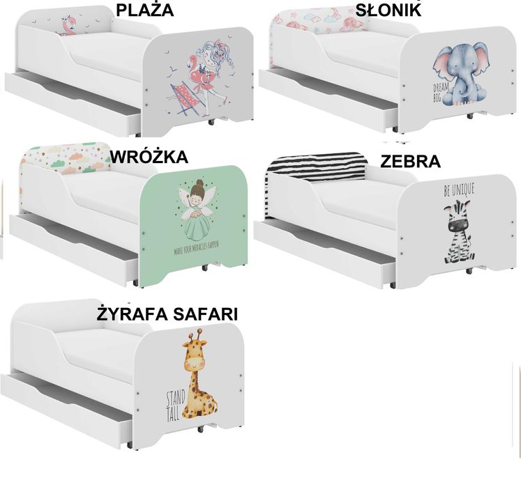 Łóżko dziecięce MIKI 160x80 Materac Szuflada Gratis Dużo wzorów