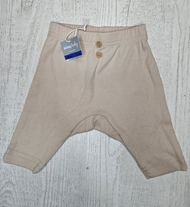 Spodnie z prążkowanej dzianiny  | Newborn 56 | nowe z metką