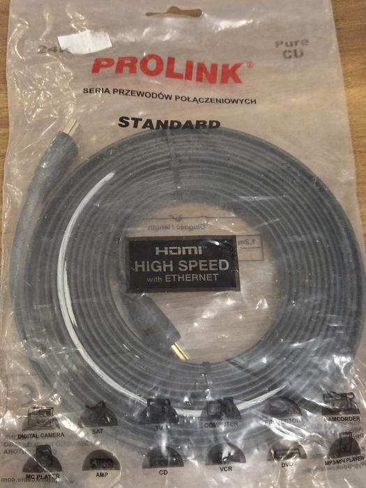 Kabel HDMI Prolink High Speed z Ethernet – Płaski, 5m, 24K Gold