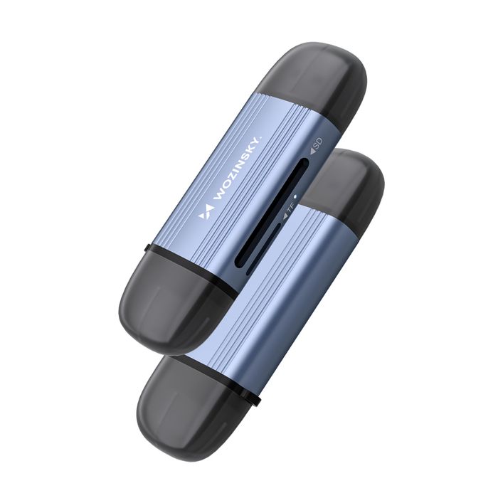 Czytnik kart pamięci Wozinsky WCR-5G do SD i microSD USB-A 3.0 / USB-C 3.0 aluminiowy - szary