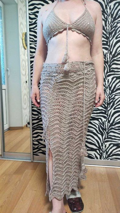 в'язаний пляжний комплект з акрилу