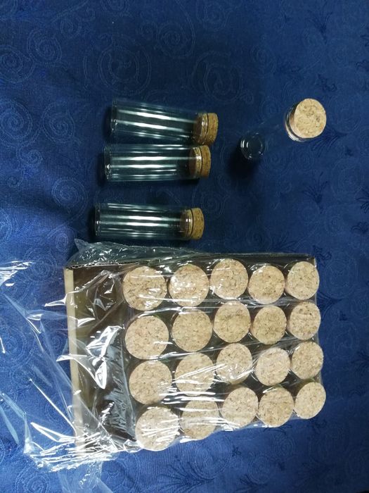 PACK de 4 Frasco vidro rolha cortiça Recipiente Tubo Especiarias