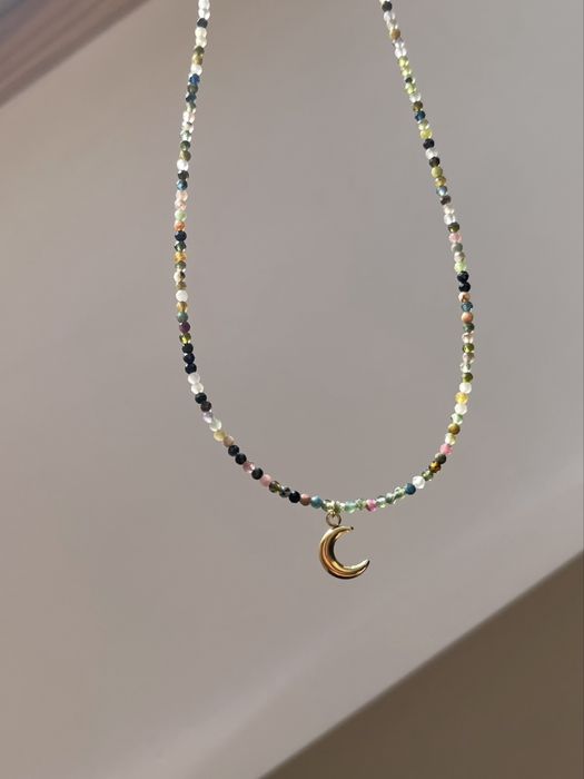 Krótki naszyjnik choker turmalin talizman amulet boho wisiorek